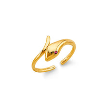 Load image into Gallery viewer, 14K Yellow Gold CZ Snake Toe Ring