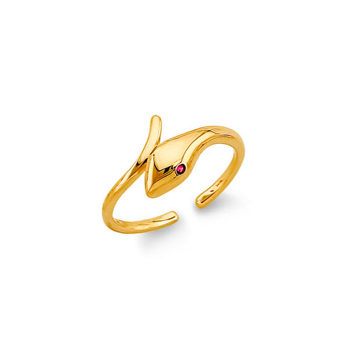 14K Yellow Gold CZ Snake Toe Ring