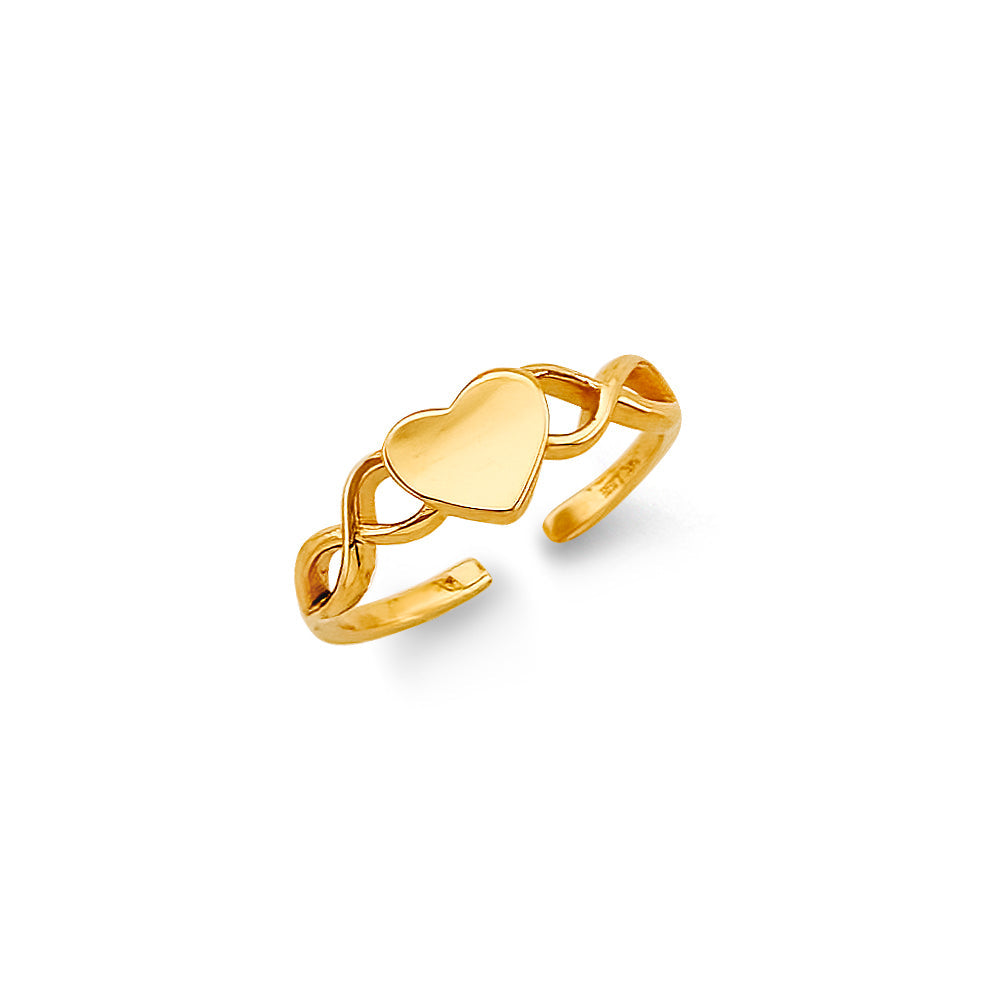 14K Yellow Gold Infinity Heart Toe Ring