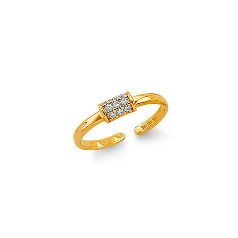 14K Two Tone Gold CZ Toe Ring