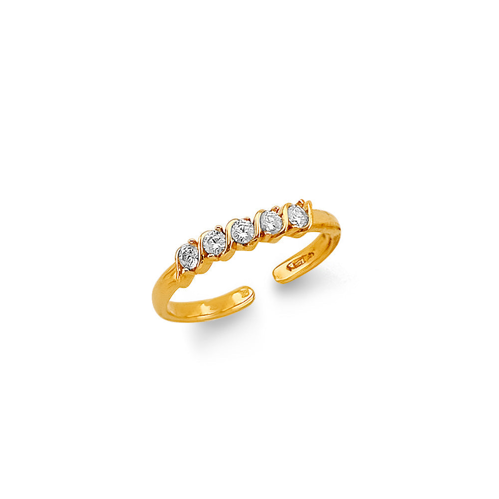 14K Two Tone Gold Round CZ Toe Ring