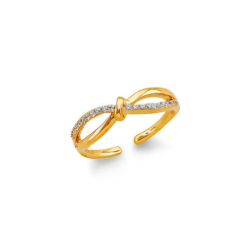 14K Yellow Gold CZ Infinity Toe Ring