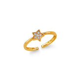 14K Yellow Gold CZ Star Toe Ring