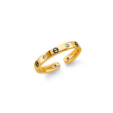 14K Yellow Gold CZ Screw Toe Ring