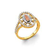 Load image into Gallery viewer, 14K Tri Color Gold Round CZ Guadalupe Ring