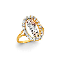 Load image into Gallery viewer, 14K Tri Color Gold St. Jude CZ Ring