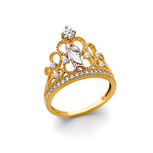 Load image into Gallery viewer, 14K Tri Color Gold St. Jude Crown CZ Ring