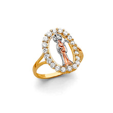 Load image into Gallery viewer, 14K Tri Color Gold Santa Muerte CZ Ring