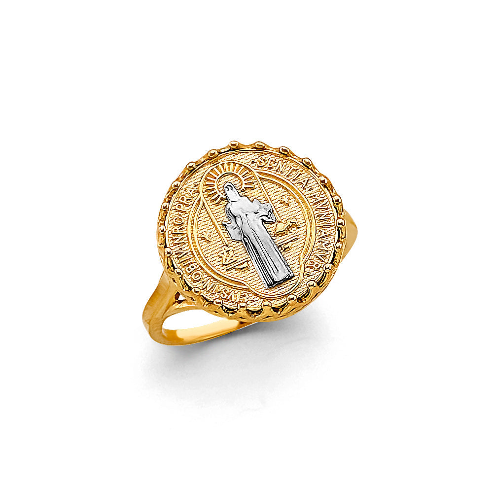 14K Two Tone Gold Round San Benito Ring