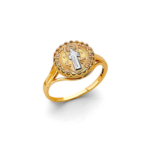 14K Two Tone Gold San Benito Round Ring