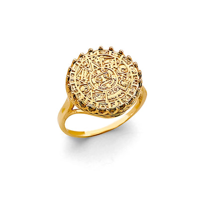 14K Yellow Gold Calendario Azteca Ring
