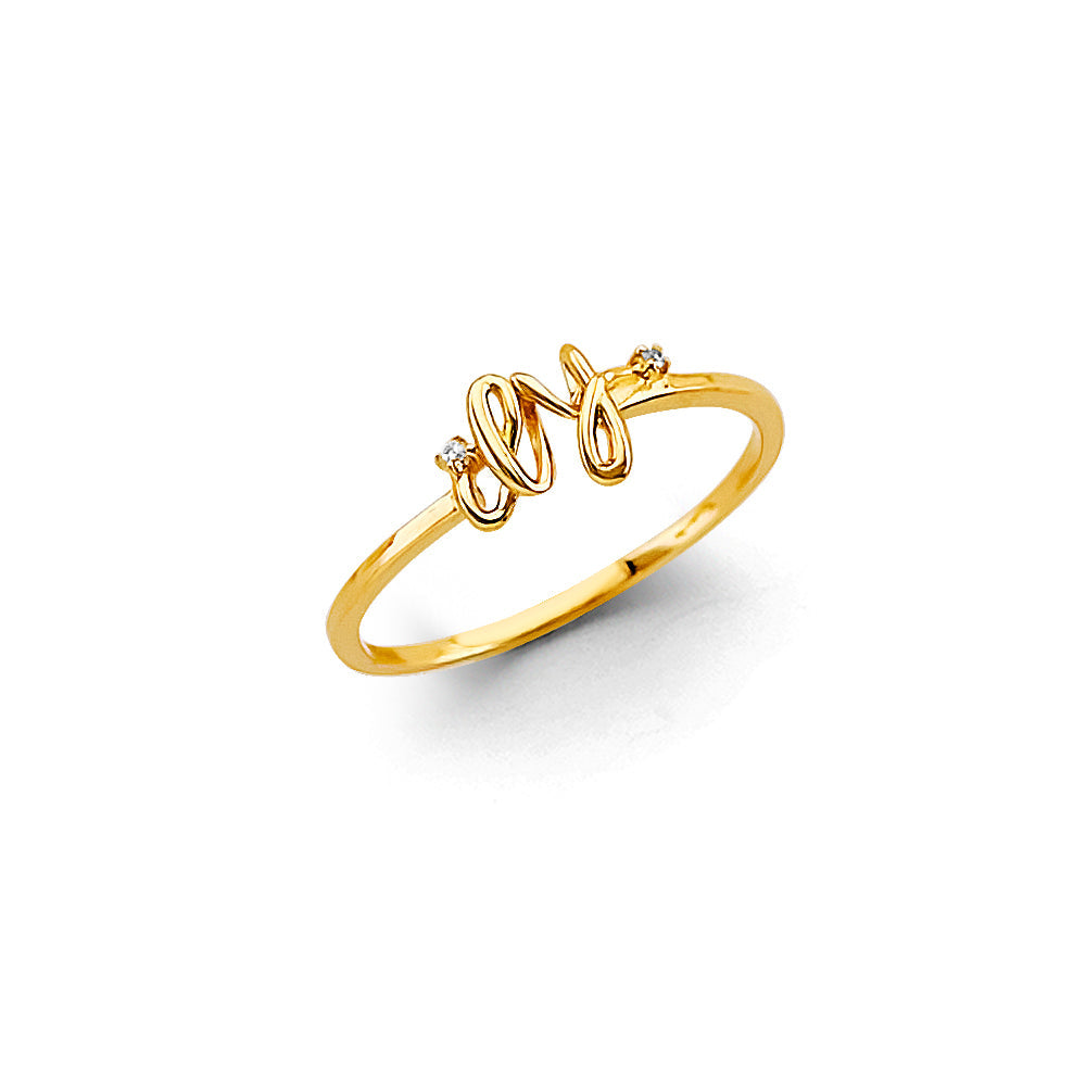 14K Yellow Gold I L Y CZ Ring