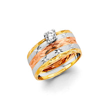 Load image into Gallery viewer, 14K Tri Color Gold CZ Ladies Engagement Ring