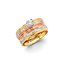 Load image into Gallery viewer, 14K Tri Color Gold Ladies CZ Round Wedding Engagement Ring--Wedding Band and Engagement Rings are sold Separately