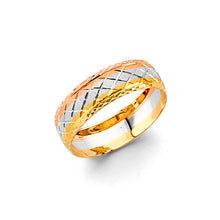 Load image into Gallery viewer, 14K Tri Color Gold Round Men&#39;s Wedding Band