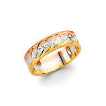 Load image into Gallery viewer, 14K Tri Color Gold Men&#39;s Round Wedding Band