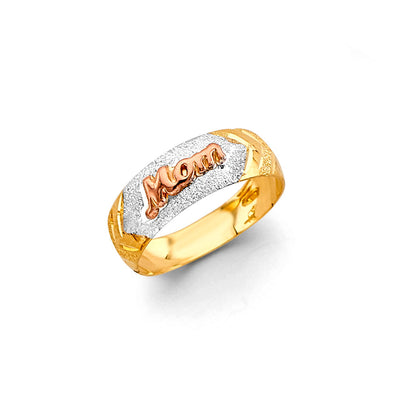 14K Tri Color Gold 6mm Light Tape Red Mom Band