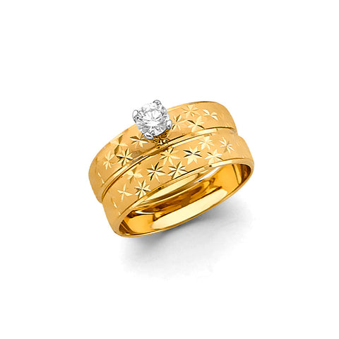 14K Yellow Gold Round Ladies CZ Engagement Ring