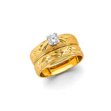 14K Yellow Gold Ladies Round CZ Wedding Band