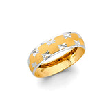 14K Two Tone Gold Round Men's Wedding Band