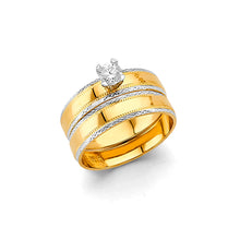 Load image into Gallery viewer, 14K Two Tone Gold Ladies CZ 2 Line Wedding Ring--Wedding Band and Engagement Rings are sold Separately