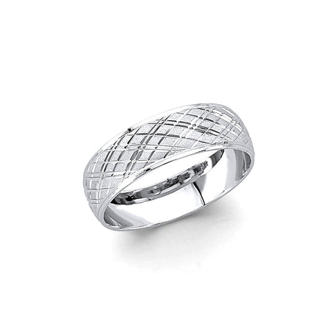 14K White Gold Men's Wedding Band