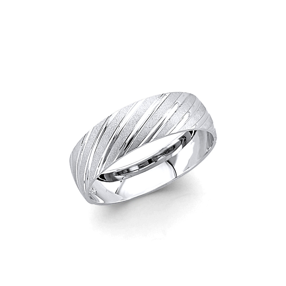 14K White Gold Round Men's Wedding Band