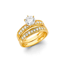 Load image into Gallery viewer, 14K Yellow Gold CZ Engagement Ring And Trio Set