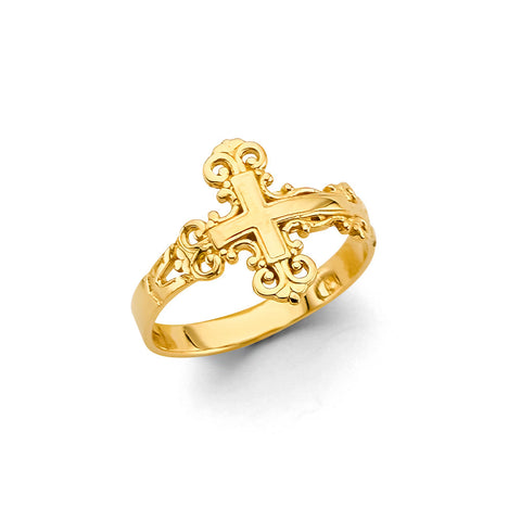 14K Yellow Gold Cross Ring