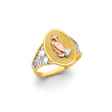 14K Tri Color Gold Religious Ring