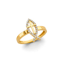 Load image into Gallery viewer, 14K Yellow Gold CZ Religious Ring