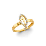 14K Yellow Gold CZ Religious Ring