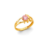 14K Yellow Gold Elephant Babies CZ Ring