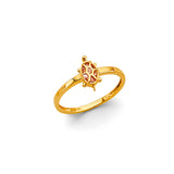 14K Yellow Gold Turtle Babies CZ Ring