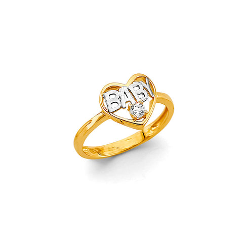 14K Two Tone Gold Babies CZ Ring