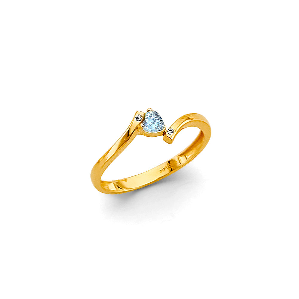 14K Yellow Gold Heart Babies CZ Ring