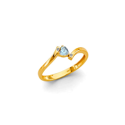 14K Yellow Gold Heart Babies CZ Ring