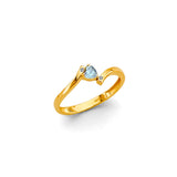 14K Yellow Gold Heart Babies CZ Ring