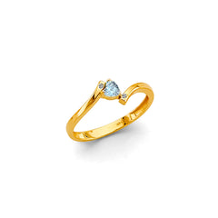 14K Yellow Gold Heart Babies CZ Ring