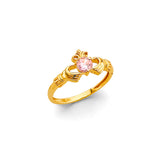 14K Yellow Gold Claddagh Babies CZ Ring