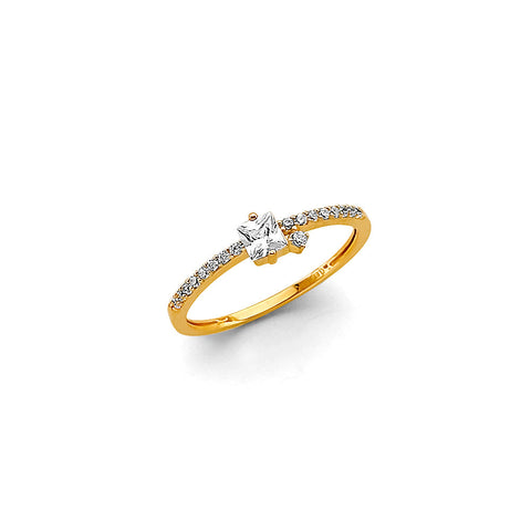 14K Two Tone Gold Square Babies CZ Ring