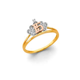 14K Two Tone Gold CZ Crown 15 Years Ring