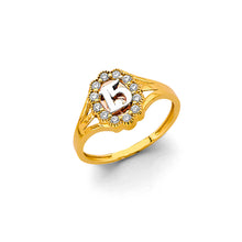 Load image into Gallery viewer, 14K Two Tone Gold CZ 15 Years Ring