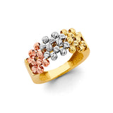 14K Tri Color Gold Fancy Ball Ring