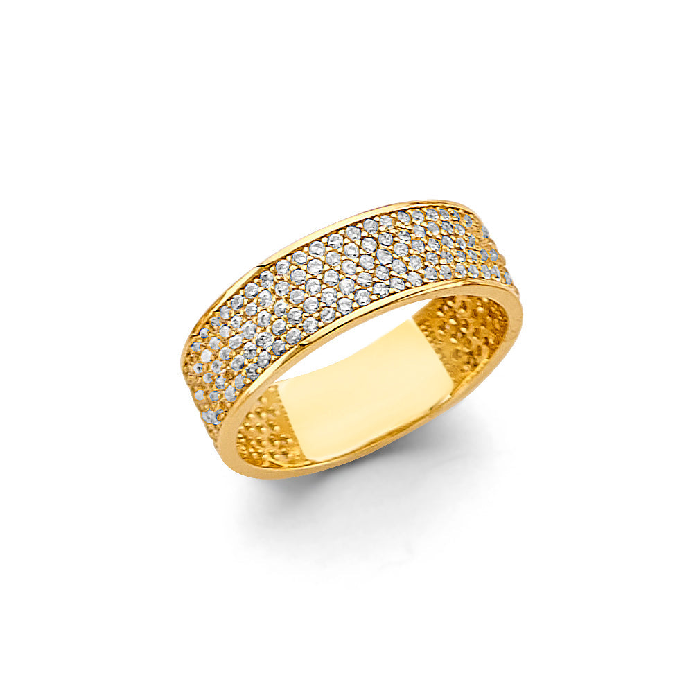 14K Yellow Gold Micro Pave Ladies CZ Ring