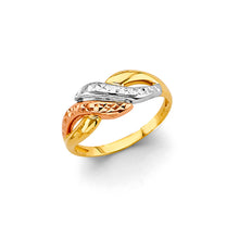 Load image into Gallery viewer, 14K Tri Color Gold Wave Ladies Ring