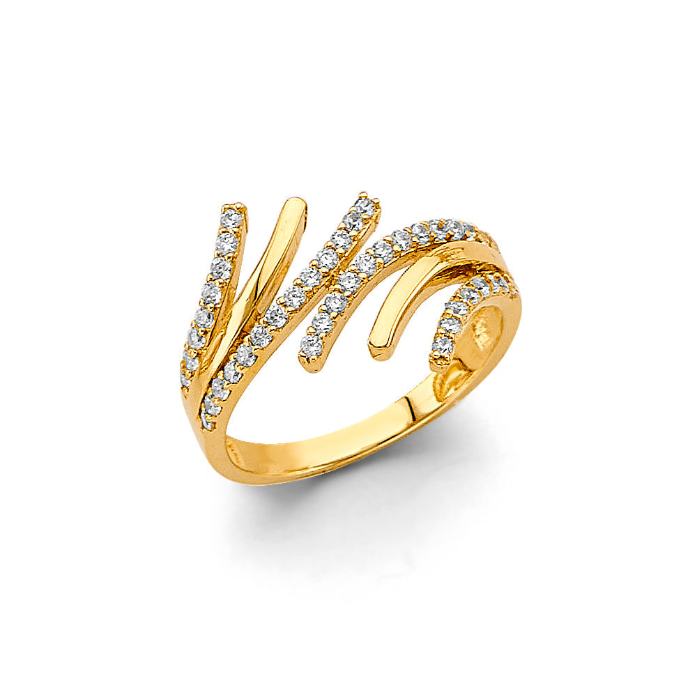 14K Yellow Gold CZ Freeform Fancy Ring