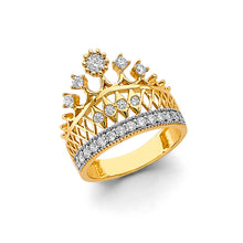 Load image into Gallery viewer, 14K Two Tone Gold CZ Crown Ring