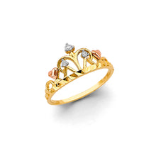 Load image into Gallery viewer, 14K Yellow Gold Crown CZ Ring