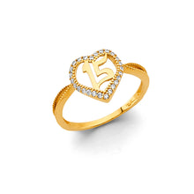 Load image into Gallery viewer, 14K Yellow Gold CZ Heart 15 Years Ring